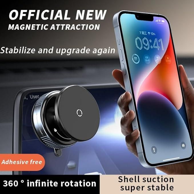 Magnetic Suction Phone Holder - 360° Rotating Car & Desk Mount